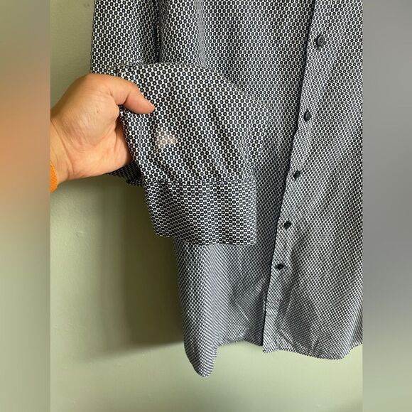 Gap Women’s Navy and White Hexagon Pattern Button Down Shirt 100% Cotton SZ XL - Picture 2 of 6